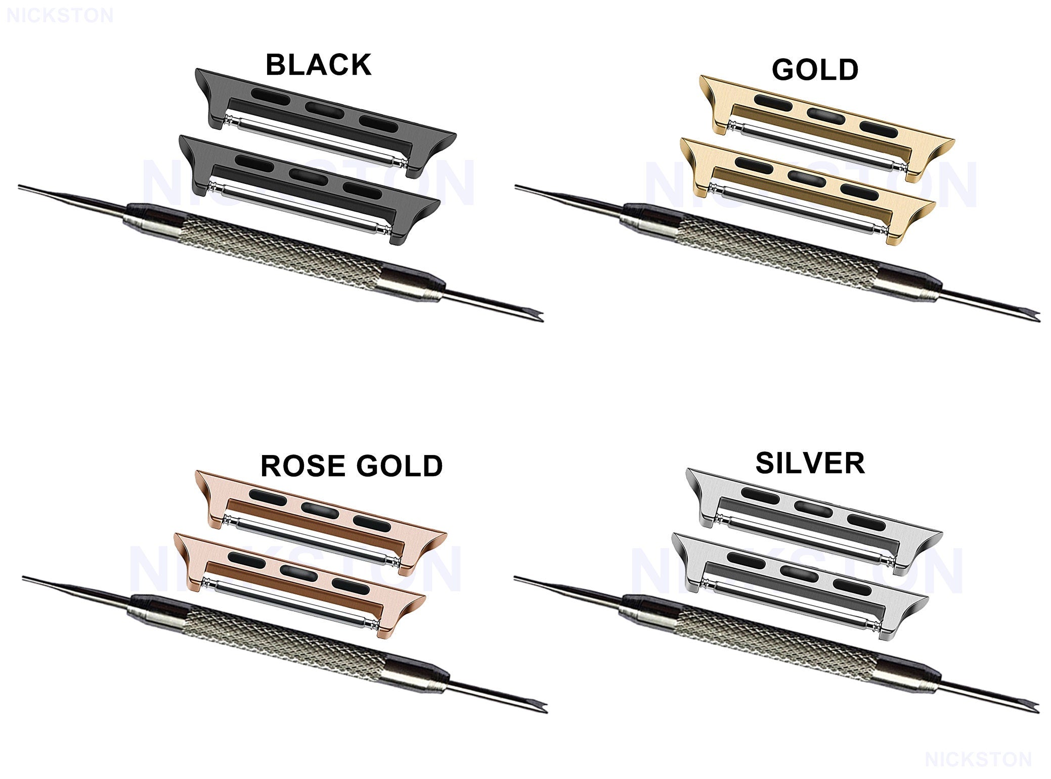 Apple Watch Band Strap Adapter Spring Bar Connectors for iWatch Ultra 2 49mm and 9 8 Series 41mm 45mm Case Rose Gold Silver Black